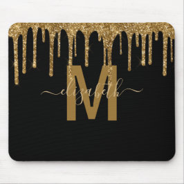Chic Guld-drivning Glitter Monogram Namn Musmatta
