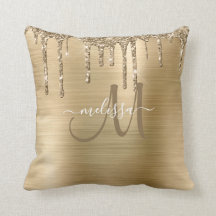 Chic Guld-droppning Glitter Brushed Metall Monogra