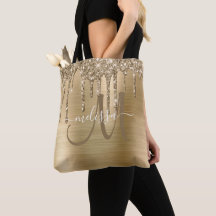 Chic Guld-droppning Glitter Brushed Metall Monogra