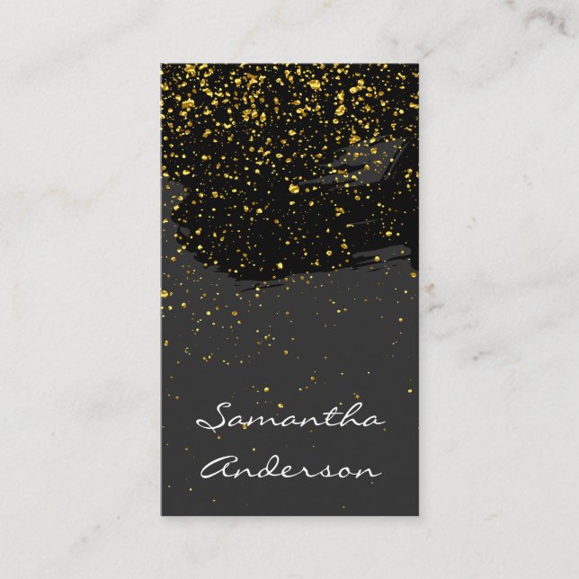 Chic Guld Dust Grått Black Brushed Visitkort (Framsida)