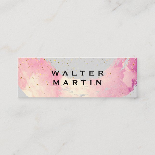 Chic Guld Dust Watercolor Brushed Mini Visitkort (Framsida)