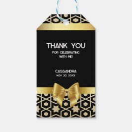 Chic Guld Egypten Geometric Guld Bow 16:e födelsed Presentetikett