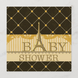 Chic Guld Eiffel Torn Baby Shower Inbjudningar