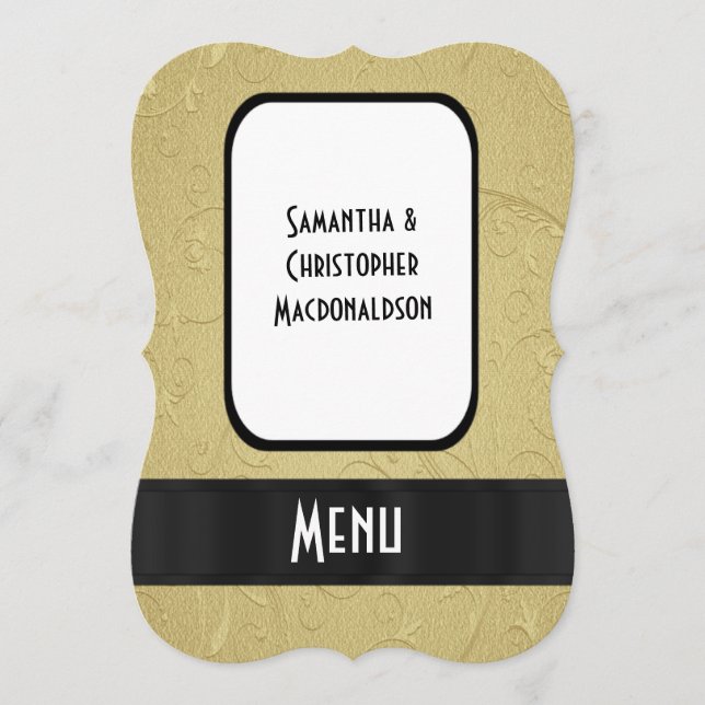Chic guld elegant, formell bröllop-meny meny (Framsida)