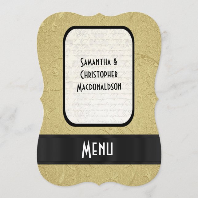Chic guld elegant, formell bröllop-meny meny (Framsida)