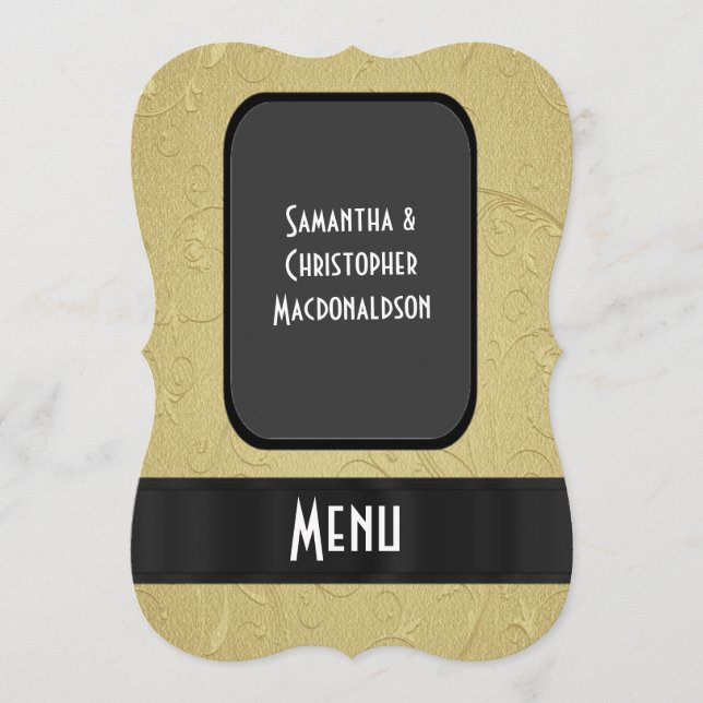 Chic guld elegant, formell bröllop-meny meny (Framsida)