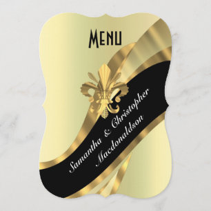 Chic guld elegant, formell bröllop-meny meny