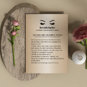 Chic Guld Eyelash Browbar Aftercare Instructions Visitkort