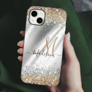 Chic Guld faux glitter monogram för faux faux