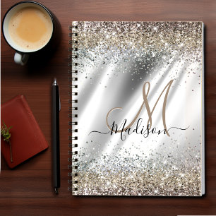 Chic Guld faux glitter monogram för faux faux Anteckningsbok
