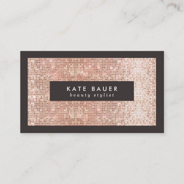 Chic Guld Faux Sequin Beauty Salon Visitkort (Framsida)
