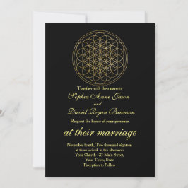 Chic Guld Flower of Life Helig Geometry Bröllop Inbjudningar