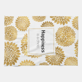 Chic Guld Flowers Happwers Happiness Kökshandduk