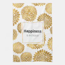 Chic Guld Flowers Happwers Happiness Kökshandduk