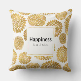 Chic Guld Flowers Happwers Lycka är ett val Kudde