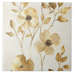 Chic Guld Flowers Kakelplatta<br><div class="desc">romantisk chic guld blommigt</div>