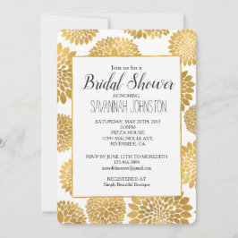 Chic Guld Flowers möhippa Inbjudningar