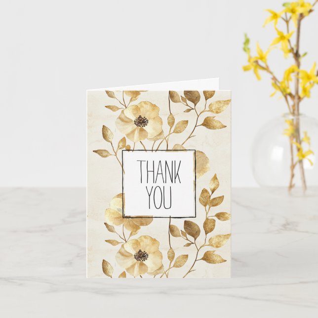 Chic Guld Flowers Tack Kort (Gul blomma)