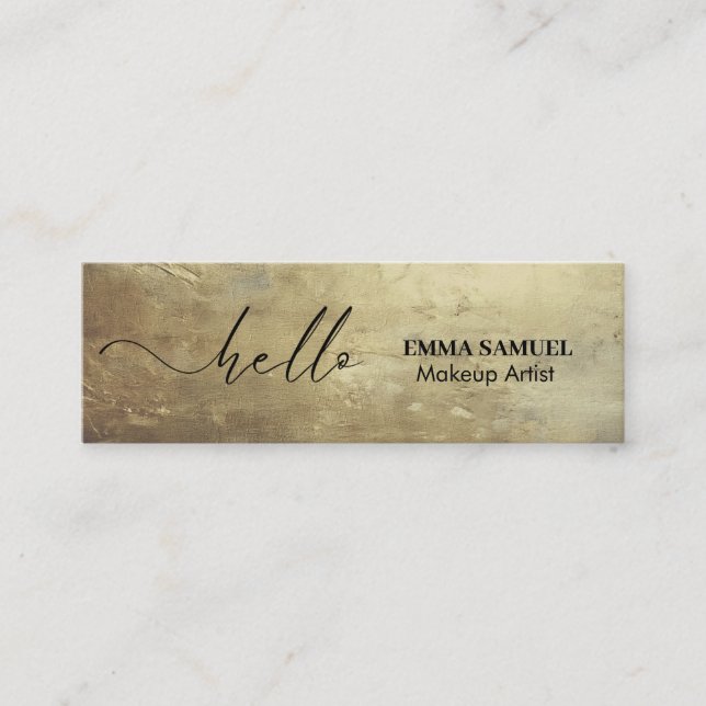 Chic guld Foil Elegant Hej Minimal kalligrafi Mini Visitkort (Framsida)