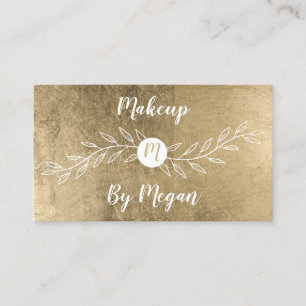 Chic guld folie av löv monogrammat visitkort