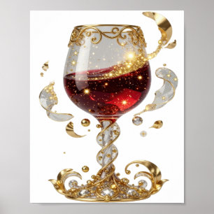 Chic guld GEM ENCRUSTED VINGLAS Anpassad Tee Poster