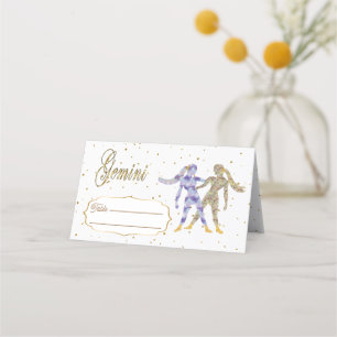 Chic Guld Gemini Zodiac Birthday Placeringskort