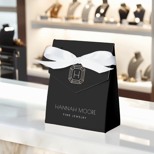Chic Guld Gemstone Monogram Jewelry Designer Box Presentaskar (Skapare uppladdad)