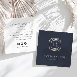 Chic Guld Gemstone Monogram Jueler Logotyp Fyrkantigt Visitkort
