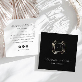 Chic Guld Gemstone Monogram Jueler Logotyp Fyrkantigt Visitkort
