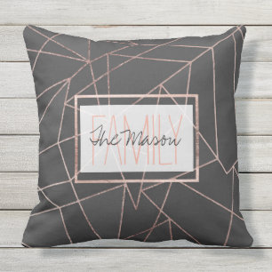 Chic Guld Geo Outline Black Charcol Monogram Utomhuskudde