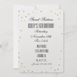Chic Guld Glam Confetti Dots Sweet 16 Inbjudningar