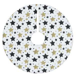 Chic Guld Glam och Black Stars Julgransmatta Borstad Polyester