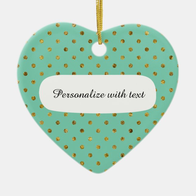 Chic Guld Glam och Mint Dots Julgransprydnad Keramik (Framsidan)