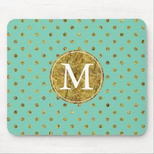 Chic Guld Glam och Mint Dots monogram Musmatta
