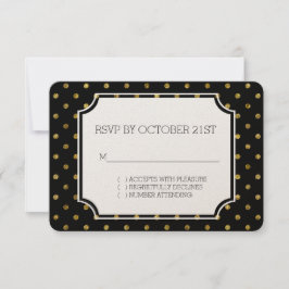 Chic Guld Glam och Svarta Prickar RSVP Inbjudningar
