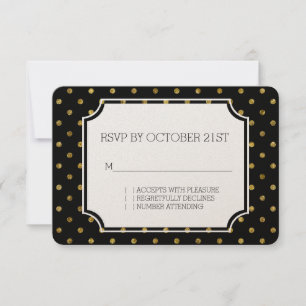 Chic Guld Glam och Svarta Prickar RSVP Inbjudningar