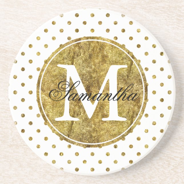 Chic guld- Glam pricker monogramen Underlägg (Framsidan)