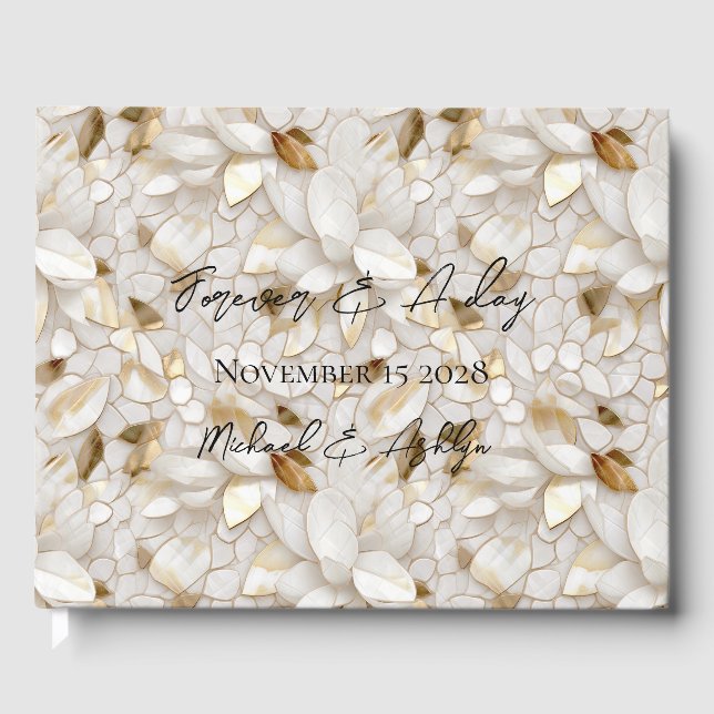 Chic Guld Glam White Lotus Flowers Bröllop Gästböcker (Framsida)