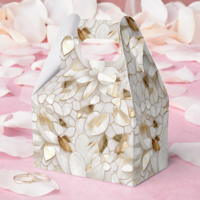 Chic Guld Glam White Lotus Flowers Bröllop Presentaskar (Bröllop)