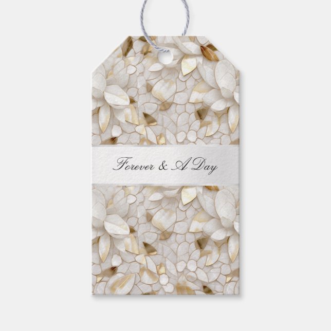 Chic Guld Glam White Lotus Flowers Bröllop Presentetikett (Framsidan)