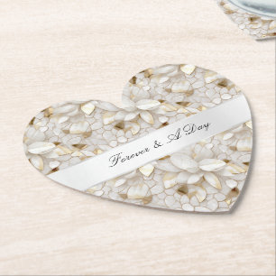 Chic Guld Glam White Lotus Flowers Bröllop Underlägg Papper