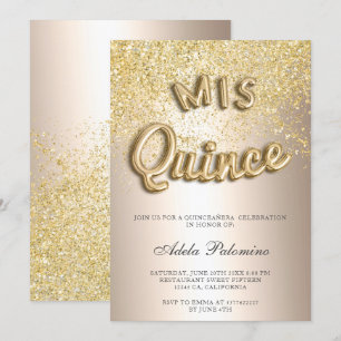 Chic guld glitter ballonger chic foil Quinceañera Inbjudningar