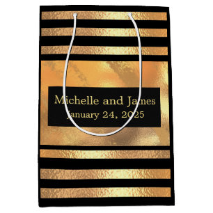 Chic Guld Glitter Brushed Metall Monogram Black 