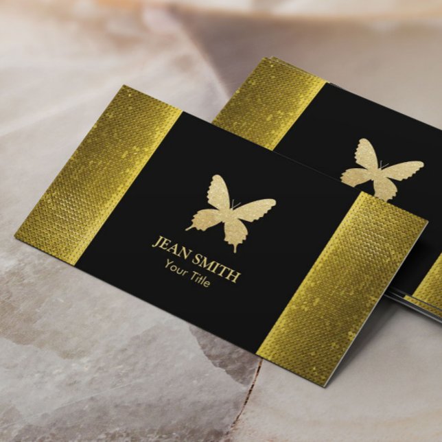 Chic Guld Glitter Butterfly Guld Sequin Visitkort (Skapare uppladdad)