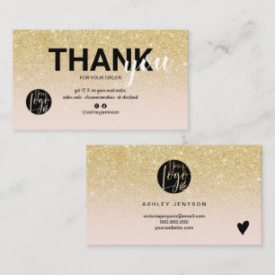 Chic guld glitter coola logotyp order tack visitkort