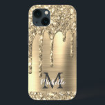 Chic Guld Glitter Driver Monogram Rosa Metall<br><div class="desc">Elegant, modern, giftig guld glitter droppar i namn i guld metall i anpassningsbar, och monogrammad personlig. Den här designen har gult guld glitter gnistra droppar på guld borstad metall med anpassningsbar personlig som första och första namn-textmall. Perfekt feminin gåva till flickor och kvinnor som kärlek söt trendig glam sak. Kontakta...</div>