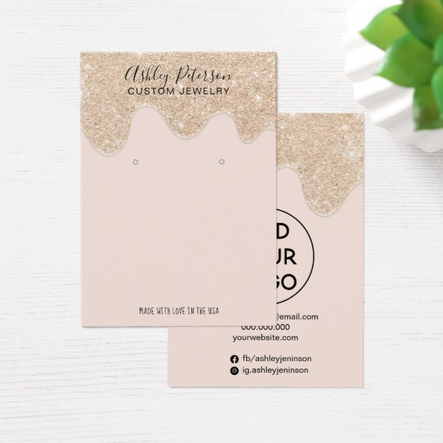 Chic guld glitter droppar guldsörarringor visning visitkort (Skivbord)