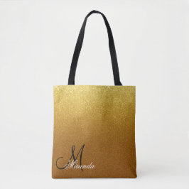 Chic Guld Glitter Glam Monogrammed Tygkasse