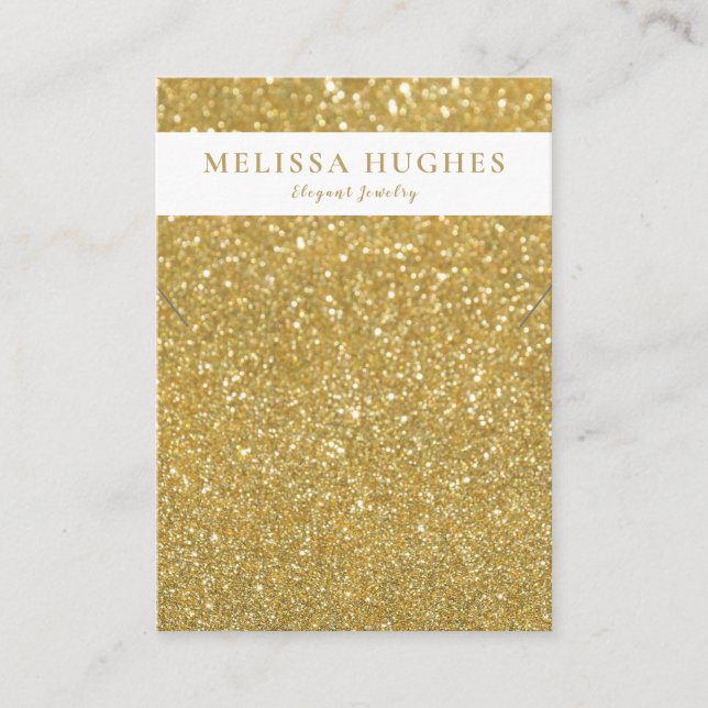 Chic guld glitter halsband smycken visningskort visitkort (Framsida)