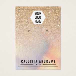 Chic Guld Glitter Iridescent Logotyp Öarring Visni Visitkort